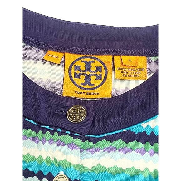 TORY BURCH 100% silk striped casual dress women's small - Picture 5 of 9